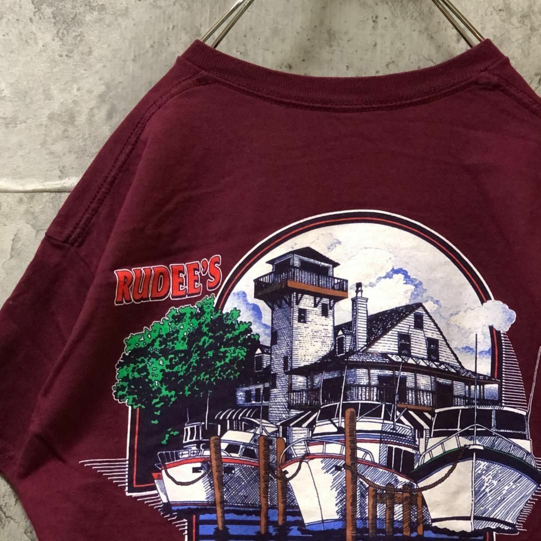 Rudees 船 小屋 バックプリント 企業ロゴ Tシャツ メンズのトップス(Tシャツ/カットソー(半袖/袖なし))の商品写真