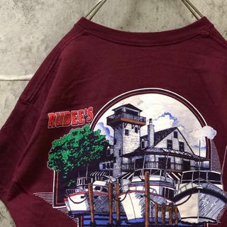 Rudees 船 小屋 バックプリント 企業ロゴ Tシャツ(Tシャツ/カットソー(半袖/袖なし))