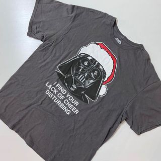 レゴスターウォーズ(レゴ スター・ウォーズ)のスターウォーズ　ダースベイダー　サンタ　Tシャツ グレー　XLサイズ　古着(Tシャツ/カットソー(半袖/袖なし))