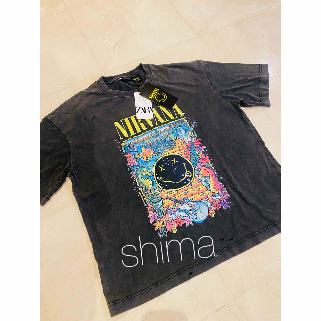 ZARA(ザラ)のZARA⭐︎ NIRVANAⒸダメージTシャツ　グランジ　 ニルヴァーナ   メンズのトップス(Tシャツ/カットソー(半袖/袖なし))の商品写真