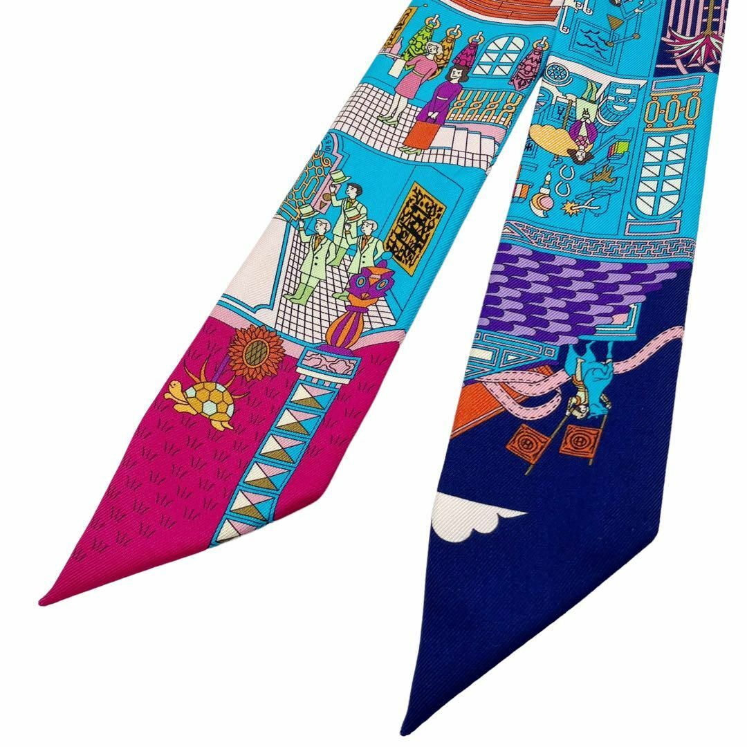 Hermes(エルメス)の⭐️美品⭐️ エルメス メゾンデカレ ツイリースカーフ ブルー レディースのファッション小物(バンダナ/スカーフ)の商品写真