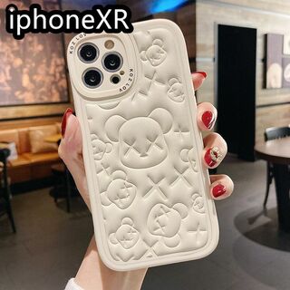 iphoneXRケース 熊　TPU　カーバー　ホワイト2(iPhoneケース)