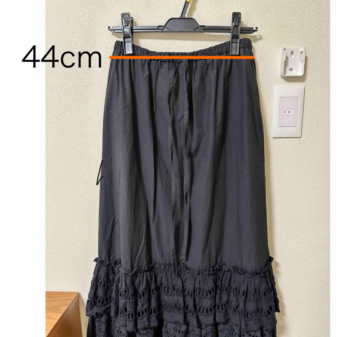 Drawer(ドゥロワー)のrosymonster   ダブルヘムレーススカート 黒 レディースのスカート(ロングスカート)の商品写真