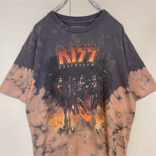 ヴィンテージ(VINTAGE)の【奇抜ブリーチ、バンドTシャツ】KISS古着メキシコ製90s バンT 半袖L (Tシャツ/カットソー(半袖/袖なし))