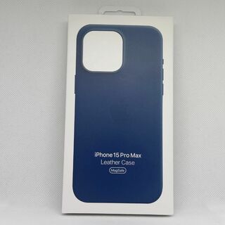 新品-純正交換品iPhone15 pro max レザーケース-ブルー(iPhoneケース)
