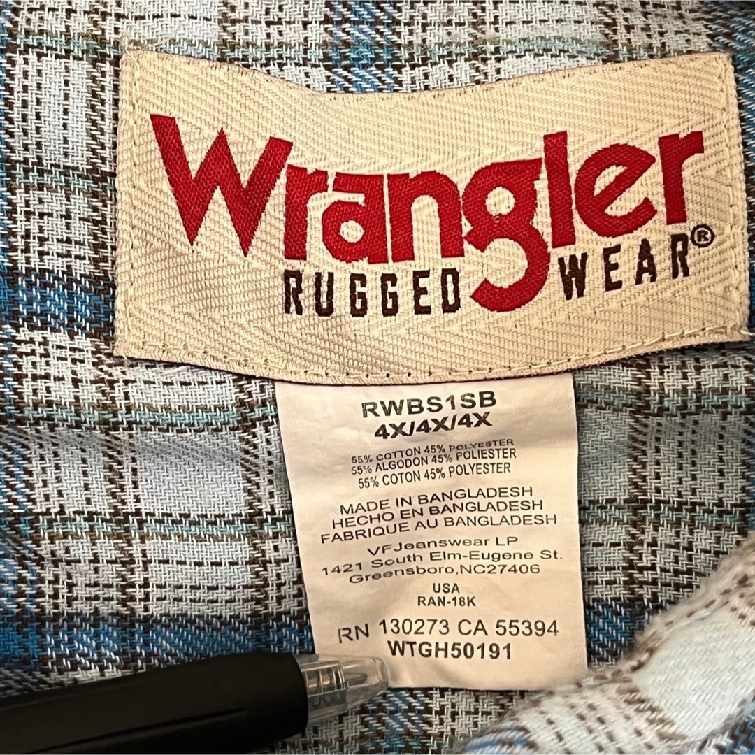 Wrangler(ラングラー)の【ラングラー】半袖シャツ　ワークシャツ　チェック柄　胸ポケット　水色47 メンズのトップス(シャツ)の商品写真