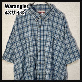 ラングラー(Wrangler)の【ラングラー】半袖シャツ　ワークシャツ　チェック柄　胸ポケット　水色47(シャツ)