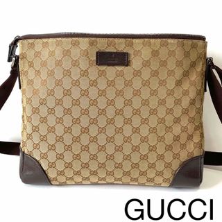 Gucci - 【美品】グッチ　ショルダーバッグ　メッセンジャーバッグ　GGキャンバス×レザー