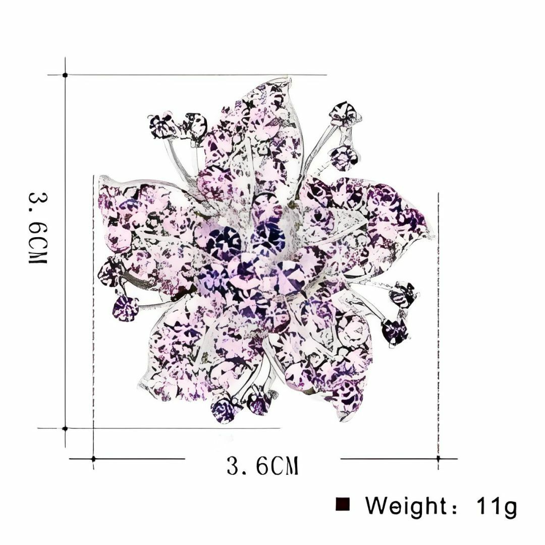 S0440 【花】上品 ラインストーン　フラワーブローチ/紫 レディースのアクセサリー(ブローチ/コサージュ)の商品写真