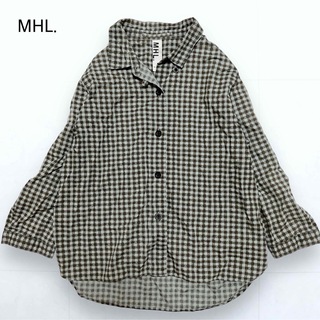 MHL. - 美品＊MHL. ギンガムチェック コットンシャツ 七分袖 グレー 2