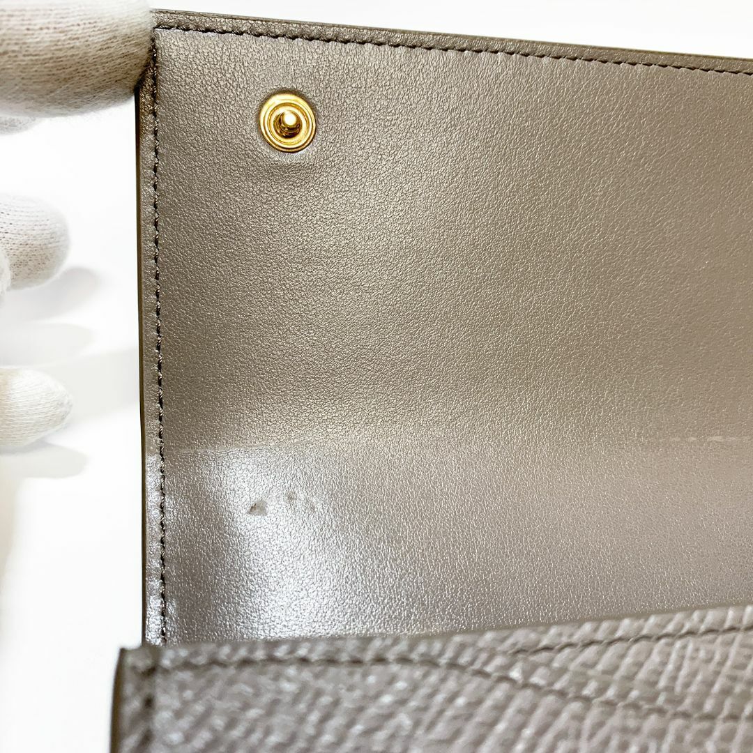 極美品】CELINE セリーヌ 二つ折り 長財布 レザー グレージュ系 極美品】CELINE セリーヌ 二つ折り 長財布 レザー グレージュ系