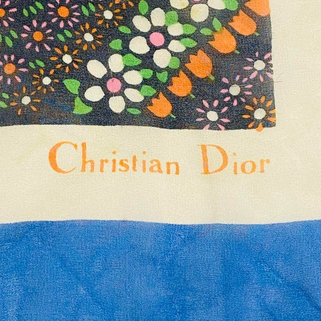 Christian Dior(クリスチャンディオール)の★Christian Dior★スカーフ シフォン 花 レッド ブルー ホワイト レディースのファッション小物(バンダナ/スカーフ)の商品写真