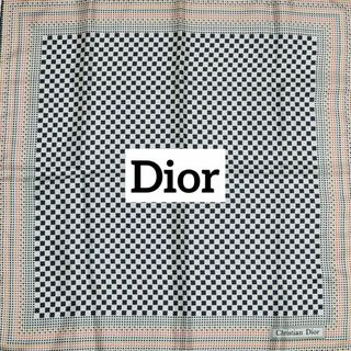 クリスチャンディオール(Christian Dior)の美品 ★Dior★ ミニスカーフ チェック ドット シルク ペールブルー(バンダナ/スカーフ)