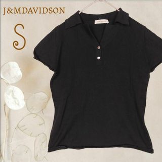 ジェイアンドエムデヴィッドソン(J&M DAVIDSON)のb4269【J&Mデヴィッドソン】半袖サマーニットSショート丈フレンチスリーブ黒(カットソー(半袖/袖なし))