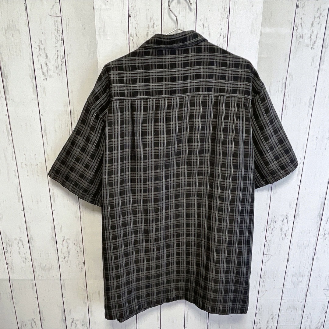 shirts(シャツ)のUSA古着　HAGGAR　半袖シャツ　ドレスシャツ　XXL　チェック柄　ブラック メンズのトップス(シャツ)の商品写真