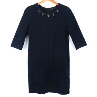 ザラベーシック ワンピース トップス 長袖 レディース XSサイズ ネイビー ZARA BASIC(その他)