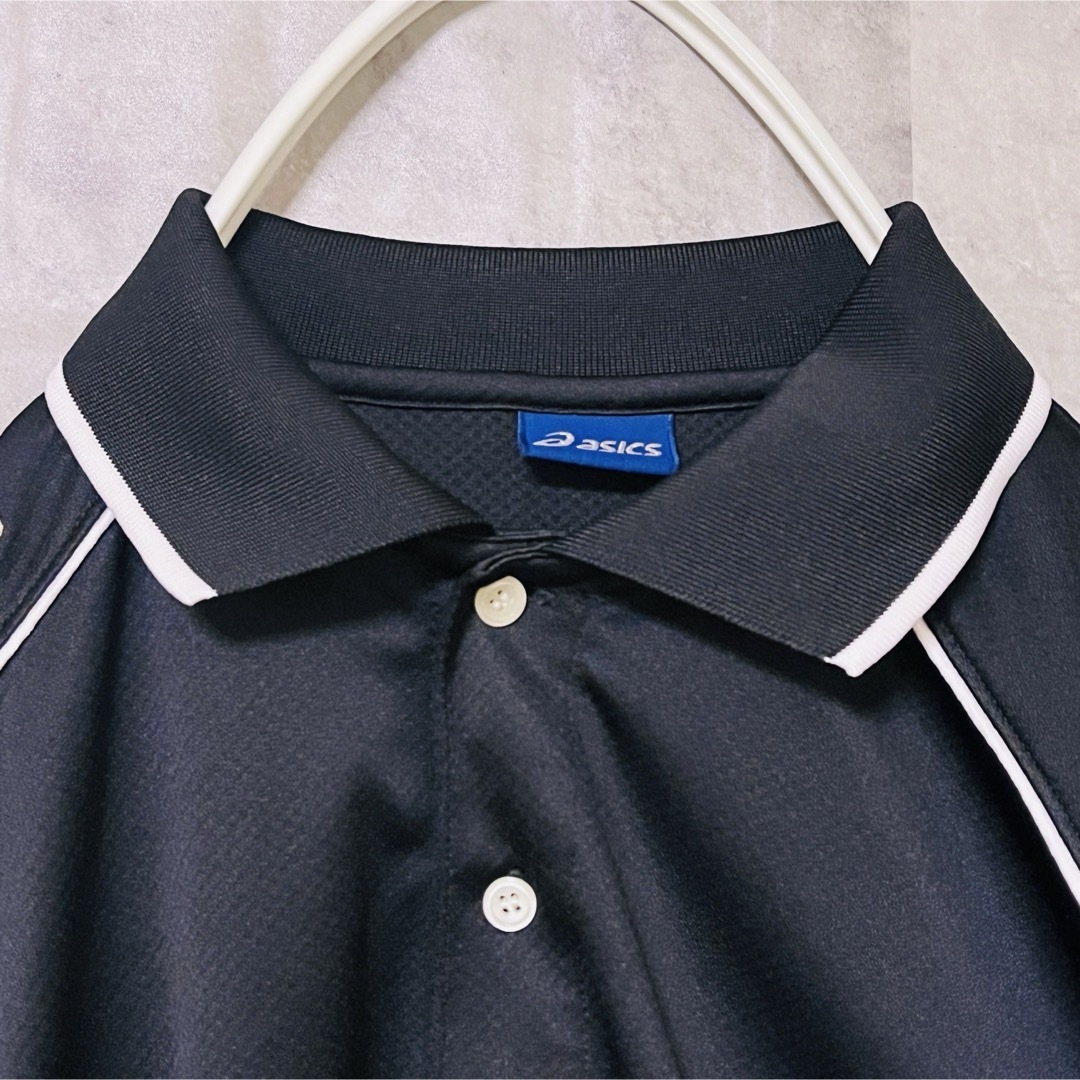 asics(アシックス)のアシックスゴルフウェア　ポロシャツ　刺繍ロゴ　肩ロゴ　L ブラック スポーツ/アウトドアのゴルフ(ウエア)の商品写真