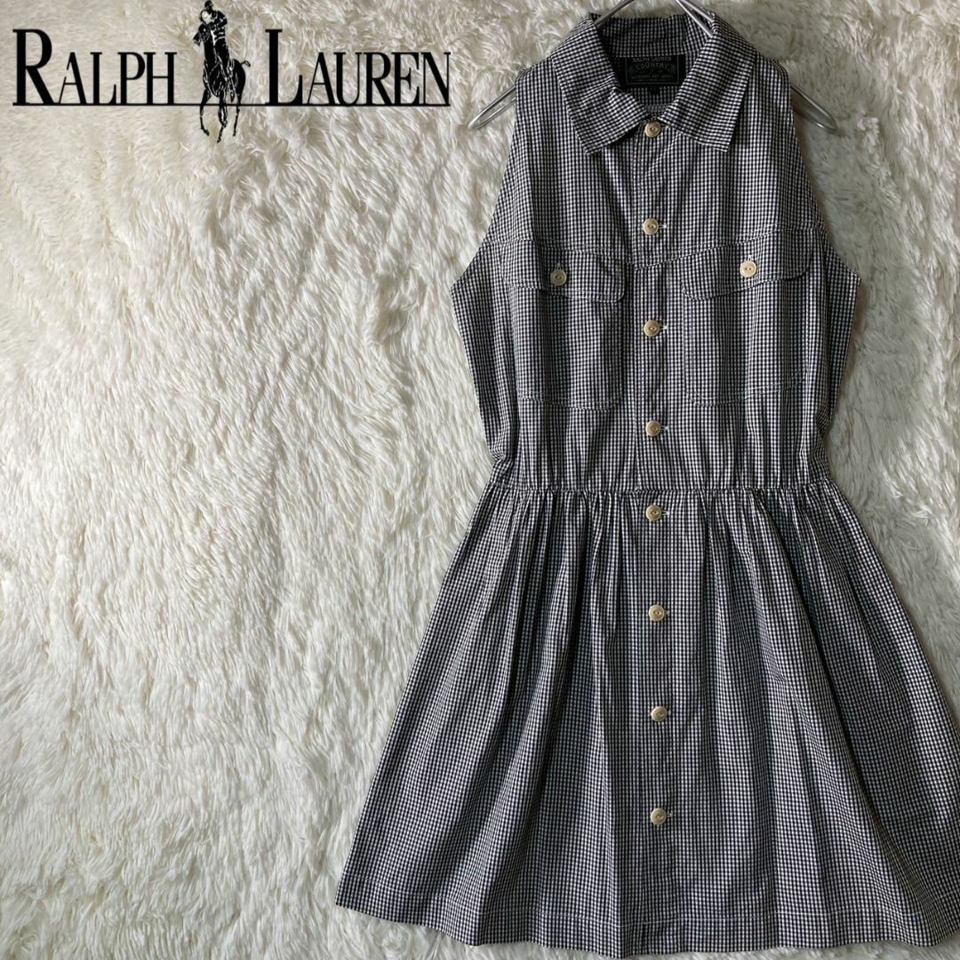 Ralph Lauren(ラルフローレン)の極美品 ラルフローレンカントリー ノースリーブワンピース 11 L チェック レディースのワンピース(ひざ丈ワンピース)の商品写真