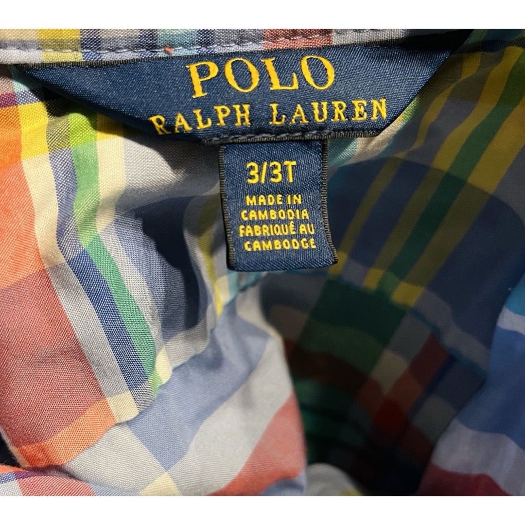 POLO RALPH LAUREN(ポロラルフローレン)の極美品　POLO ラルフローレン　コットン　マドラス　シャツワンピース キッズ/ベビー/マタニティのキッズ服女の子用(90cm~)(ワンピース)の商品写真