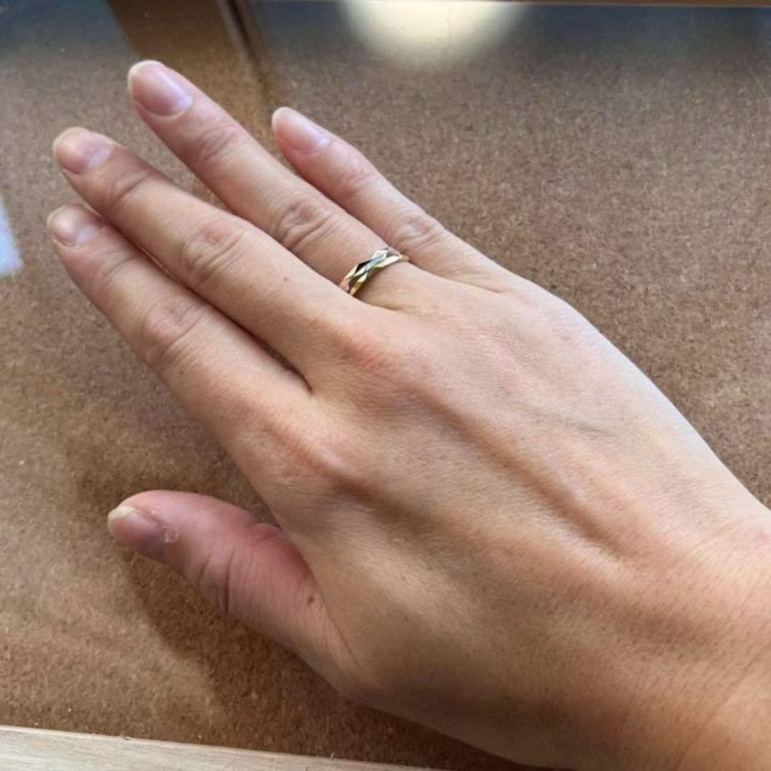 アレルギー対応！チタン製キラキラダイヤカット華奢リング　シルバー レディースのアクセサリー(リング(指輪))の商品写真