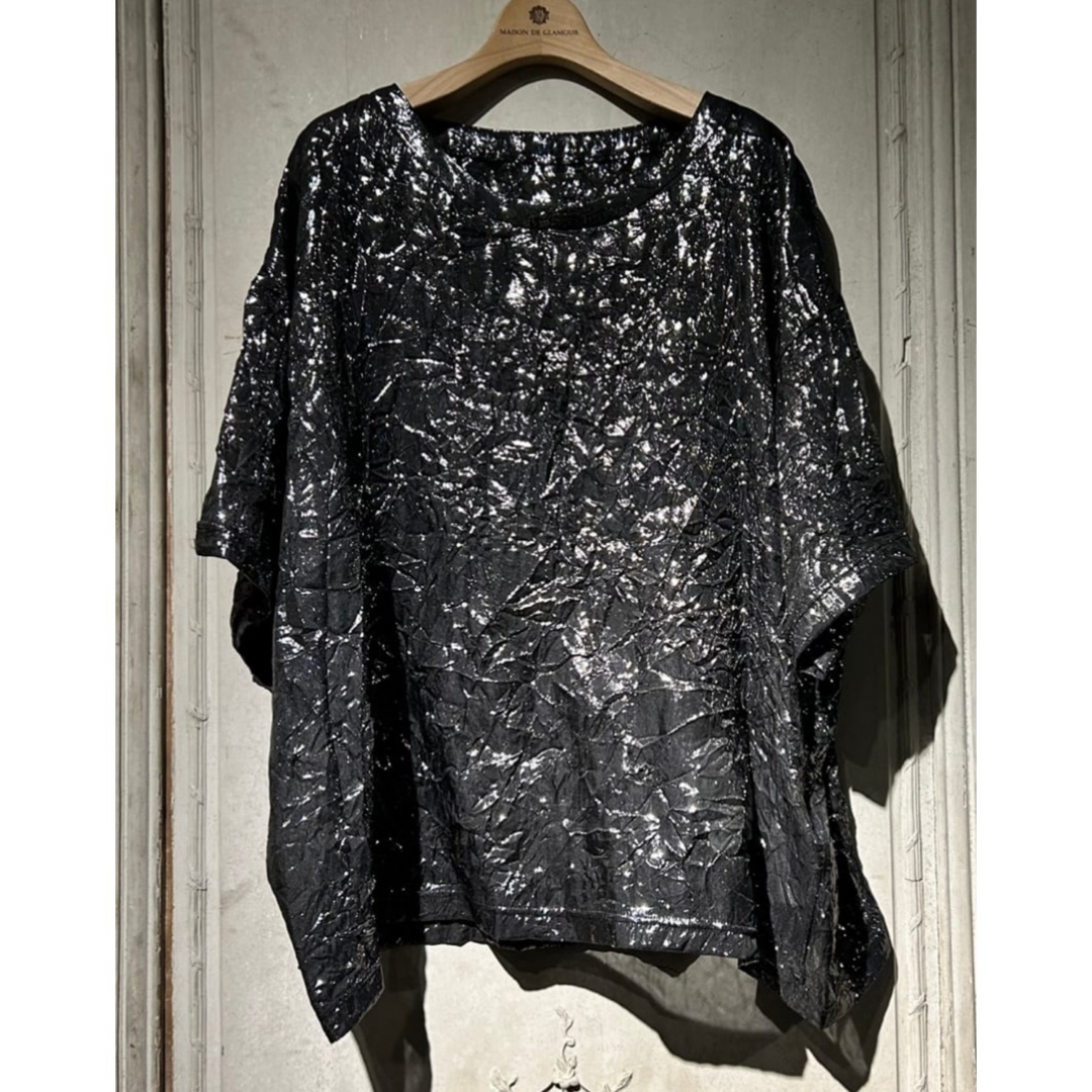 Dessin de Mode✴︎美品メタリックヘムTシャツ（ブラックシルバー） レディースのトップス(Tシャツ(半袖/袖なし))の商品写真