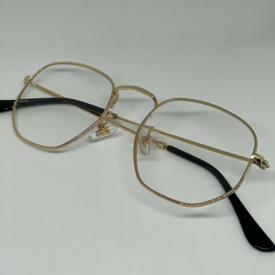メタルボストン ゴールドフレーム クリアレンズ サングラス メンズのファッション小物(サングラス/メガネ)の商品写真