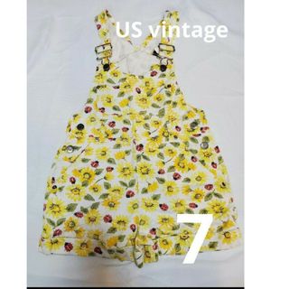 ヴィンテージ(VINTAGE)のUS vintage ひまわり てんとう虫 ショートオール サロペット 7(パンツ/スパッツ)