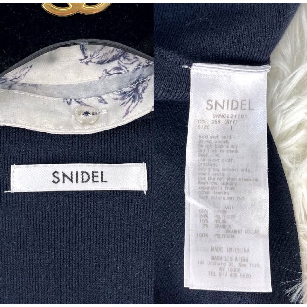 SNIDEL(スナイデル)の極美品✨ スナイデル　ケープデザインニットドッキングワンピース　ネイビー　M レディースのワンピース(ロングワンピース/マキシワンピース)の商品写真