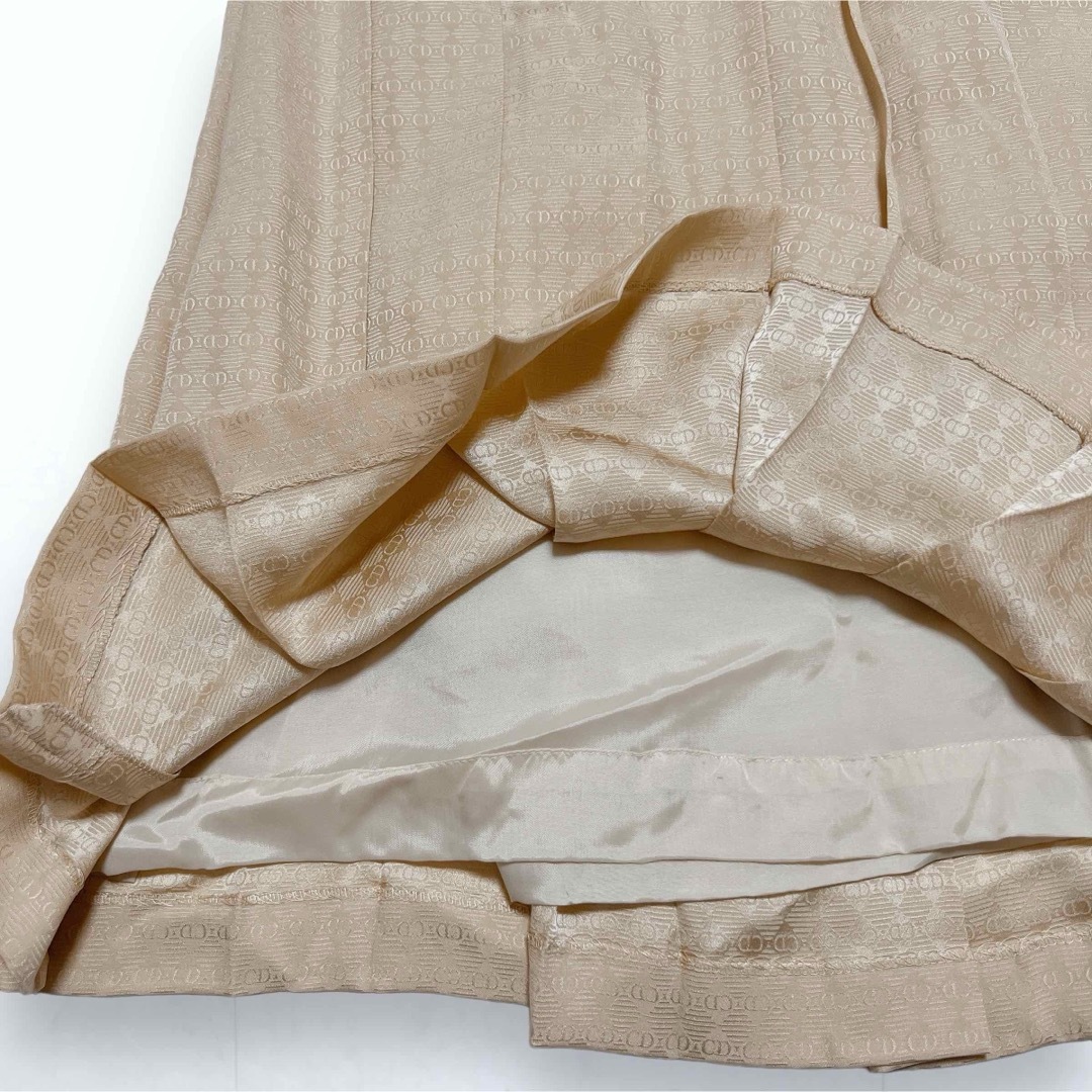 Christian Dior(クリスチャンディオール)のChristian Dior シルク100% ロゴ総柄 プリーツスカート 7 レディースのスカート(ロングスカート)の商品写真