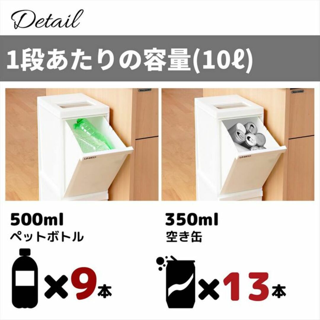 ★3段分別★ スリム 30L ゴミ箱 キッチン 台所 日本製 黒 他カラー有 インテリア/住まい/日用品のインテリア小物(ごみ箱)の商品写真