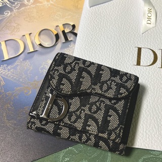 Christian Dior  D金具 チャーム付き オブリーク  三折り財布