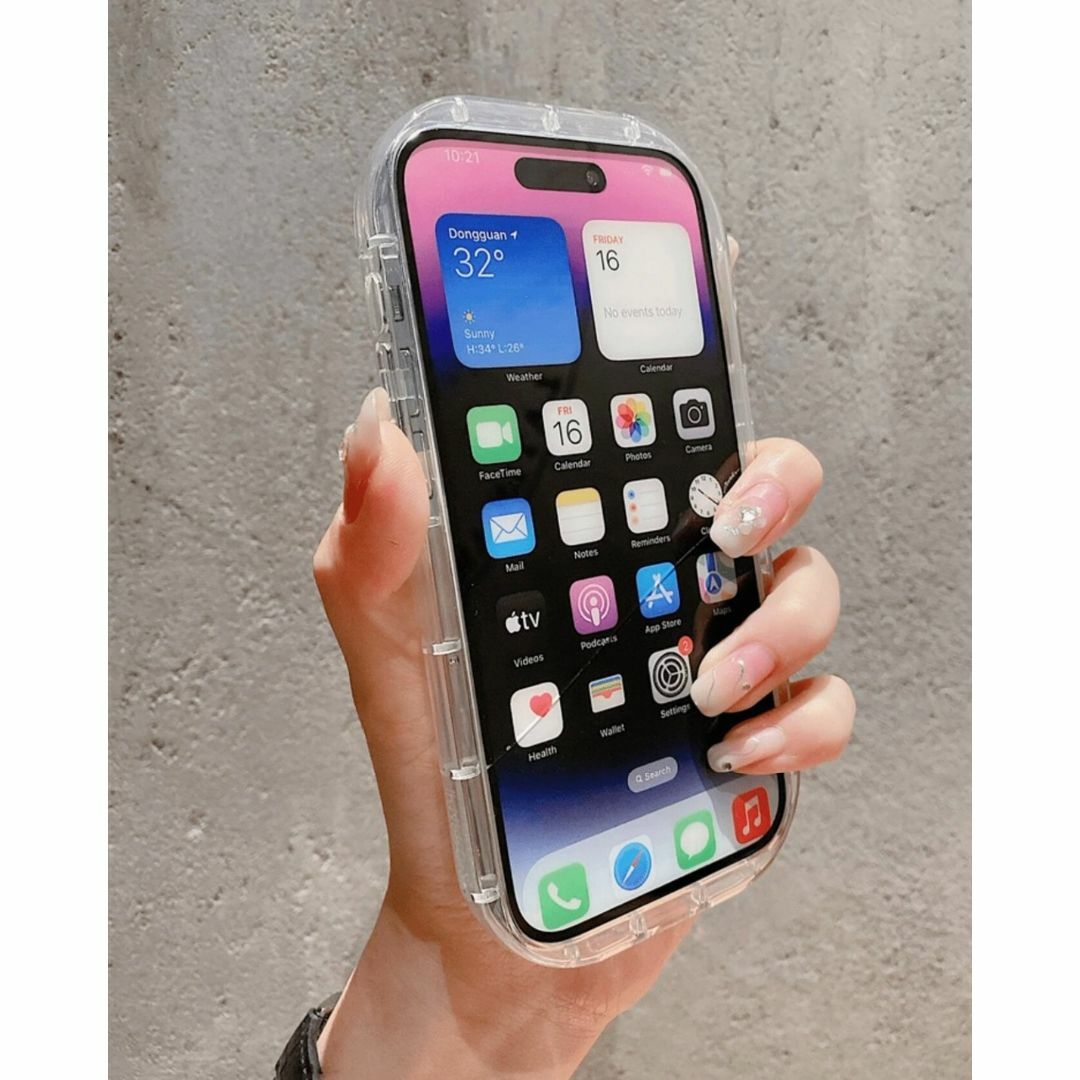 韓国 iPhoneケース クリア デコ 3D ハート ちゅるちゅる 透明 スマホ/家電/カメラのスマホアクセサリー(iPhoneケース)の商品写真