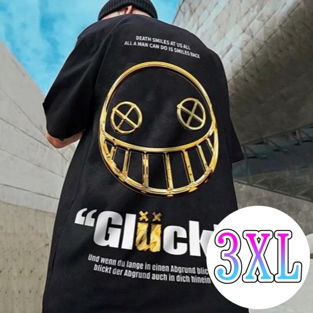 【売れ筋商品！】　Ｔシャツ　半袖　スマイル　オーバーサイズ　ストリート　３ＸＬ メンズのトップス(Tシャツ/カットソー(半袖/袖なし))の商品写真