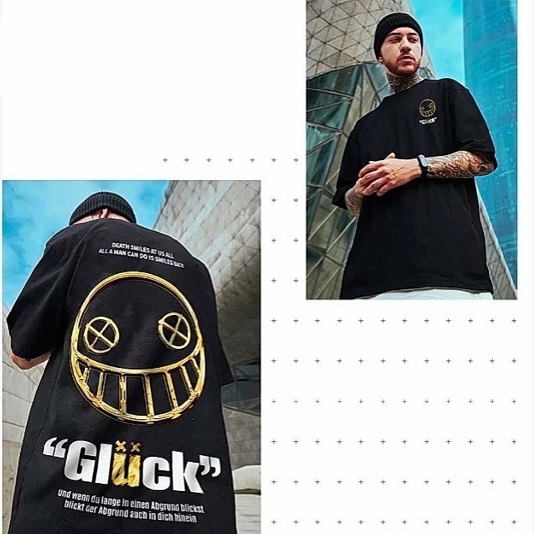 【売れ筋商品！】　Ｔシャツ　半袖　スマイル　オーバーサイズ　ストリート　３ＸＬ メンズのトップス(Tシャツ/カットソー(半袖/袖なし))の商品写真