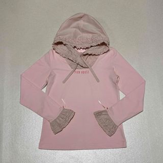 ピンクハウス(PINK HOUSE)のピンクハウス　チェルシー　フード付き長袖カットソー　M   ピンク　難あり(カットソー(長袖/七分))