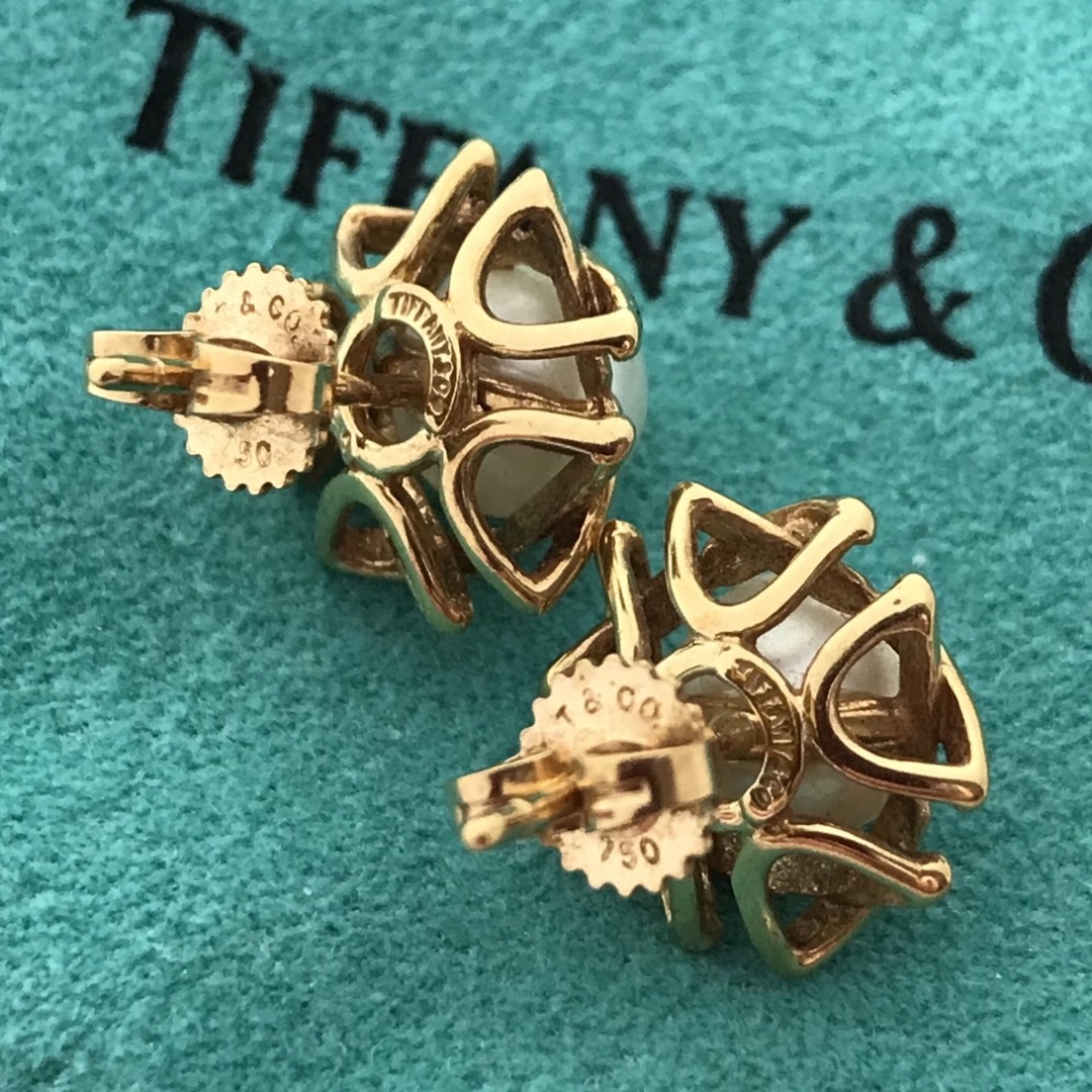 Tiffany & Co.(ティファニー)のTiffany K18YGクロス パール ピアス希少 レディースのアクセサリー(ピアス)の商品写真