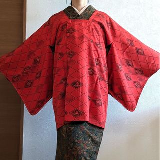 【美品】道行 羽織 正絹 格子柄(着物)