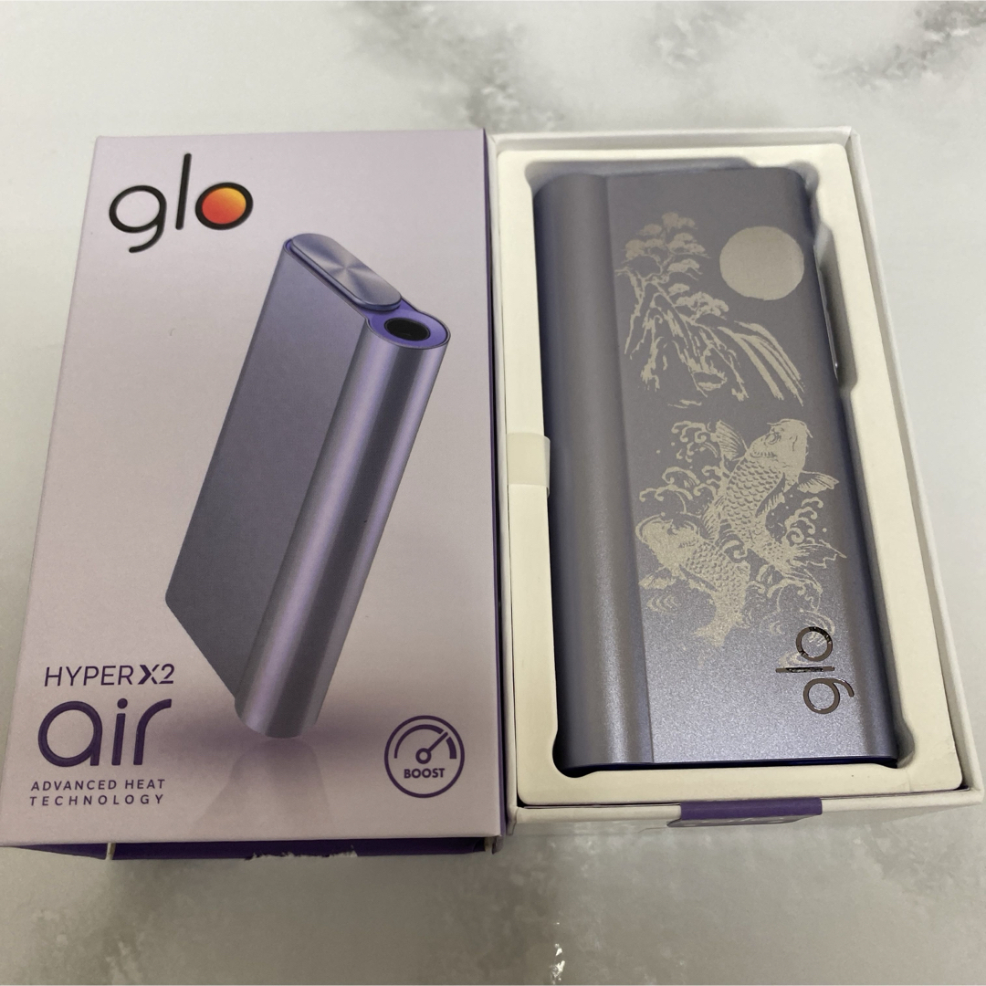 glo(グロー)の鯉 滝登り加工 glo hyper air グローハイパーエアー 本体 パープル メンズのファッション小物(タバコグッズ)の商品写真