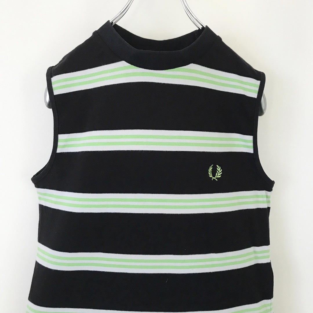 FRED PERRY(フレッドペリー)のフレッドペリー★鹿の子ボーダー★ノースリーブTシャツ★クルーネック★海外モデルM メンズのトップス(Tシャツ/カットソー(半袖/袖なし))の商品写真