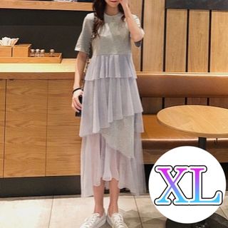 【ワンマイル】ワンピース　ロング　レディース　ＸＬ　ゆったり　体形カバー(ロングワンピース/マキシワンピース)