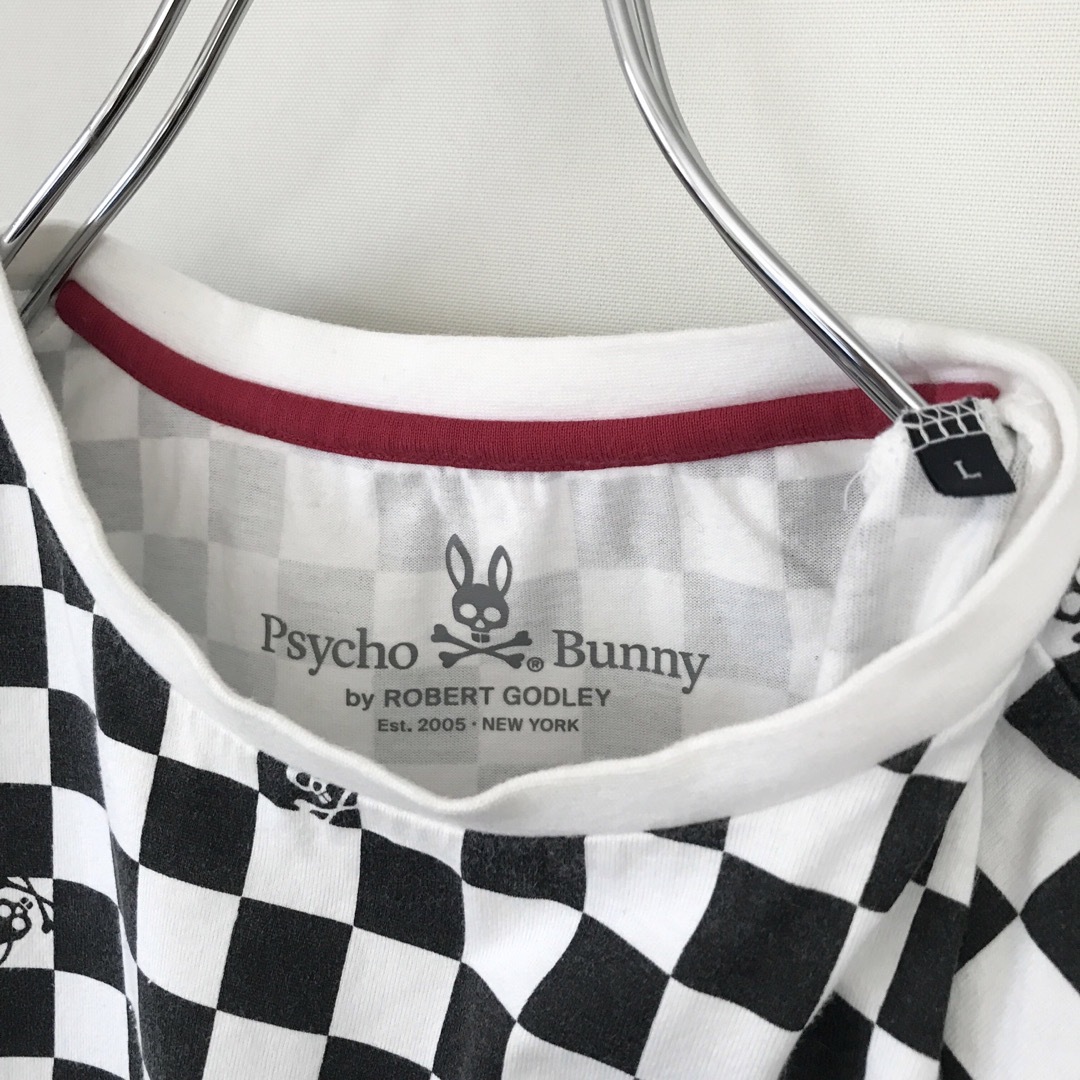 Psycho Bunny(サイコバニー)のサイコバニー Psycho Bunny★スカル＆ボーンズ入チェッカーTシャツ★L メンズのトップス(Tシャツ/カットソー(半袖/袖なし))の商品写真