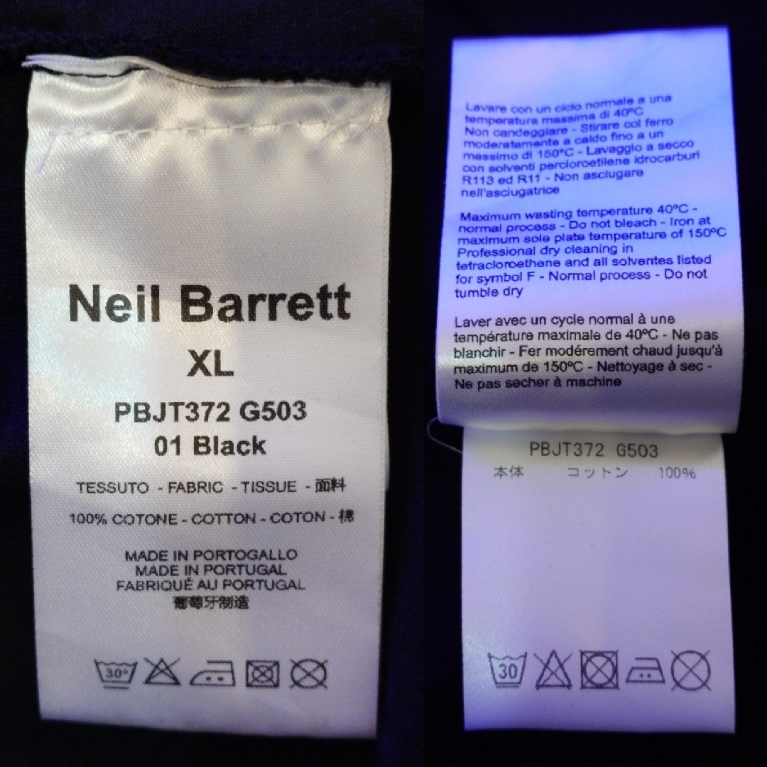 NEIL BARRETT(ニールバレット)の【美品】NEIL BARRETT ニールバレット 無地Tシャツ ブラック XL メンズのトップス(Tシャツ/カットソー(半袖/袖なし))の商品写真