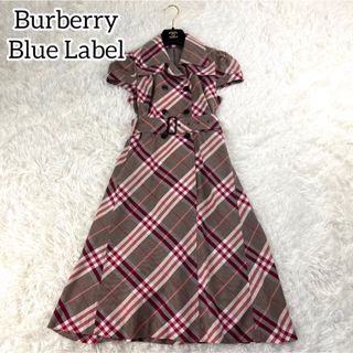 バーバリーブルーレーベル(BURBERRY BLUE LABEL)の極美品✨バーバリーブルーレーベル　トレンチデザイン　ノバチェック柄　ワンピース(ロングワンピース/マキシワンピース)