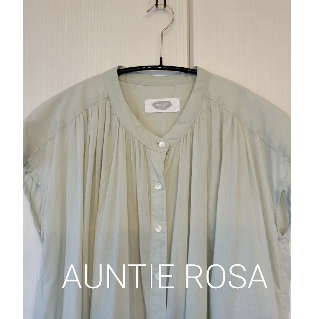 Auntie Rosa(アンティローザ)の【値下げしました!】アンティローザ ＊ シャツ ＊ ブラウス ＊ ミントグリーン レディースのトップス(シャツ/ブラウス(半袖/袖なし))の商品写真