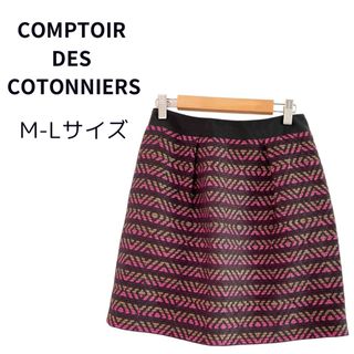 コントワーデコトニエ(Comptoir des cotonniers)の【極美品】コントワーデコトニエ 総柄 スカート 可愛い 上品 レッド M L 麻(ひざ丈スカート)