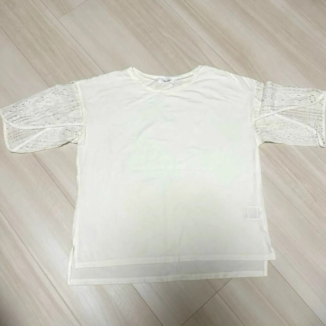 【美品】 レディース トップス 白T レース 半袖 Tシャツ 無地 レディースのトップス(Tシャツ(半袖/袖なし))の商品写真