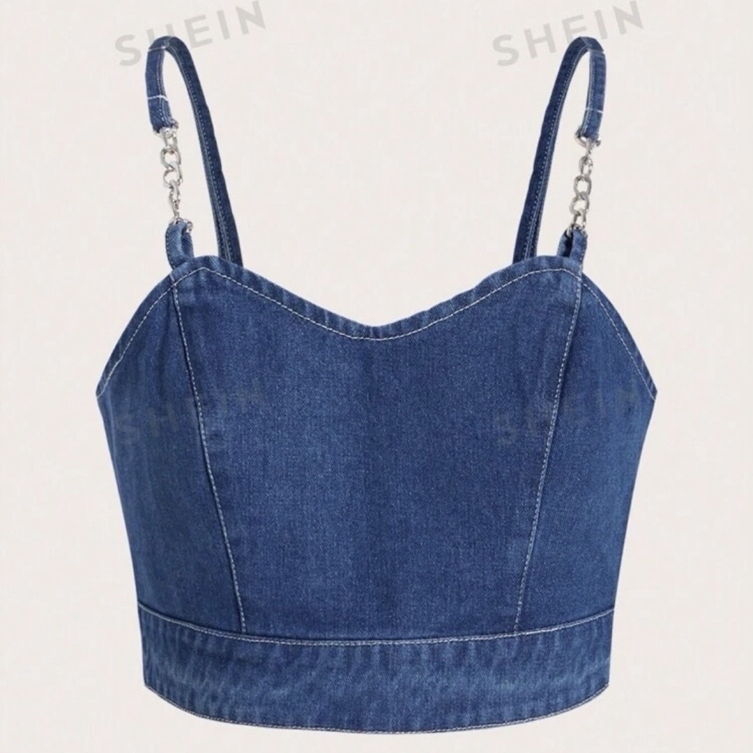 SHEIN(シーイン)のSHEIN シーイン MOD ジップバック キャミ デニムトップス レディースのトップス(キャミソール)の商品写真