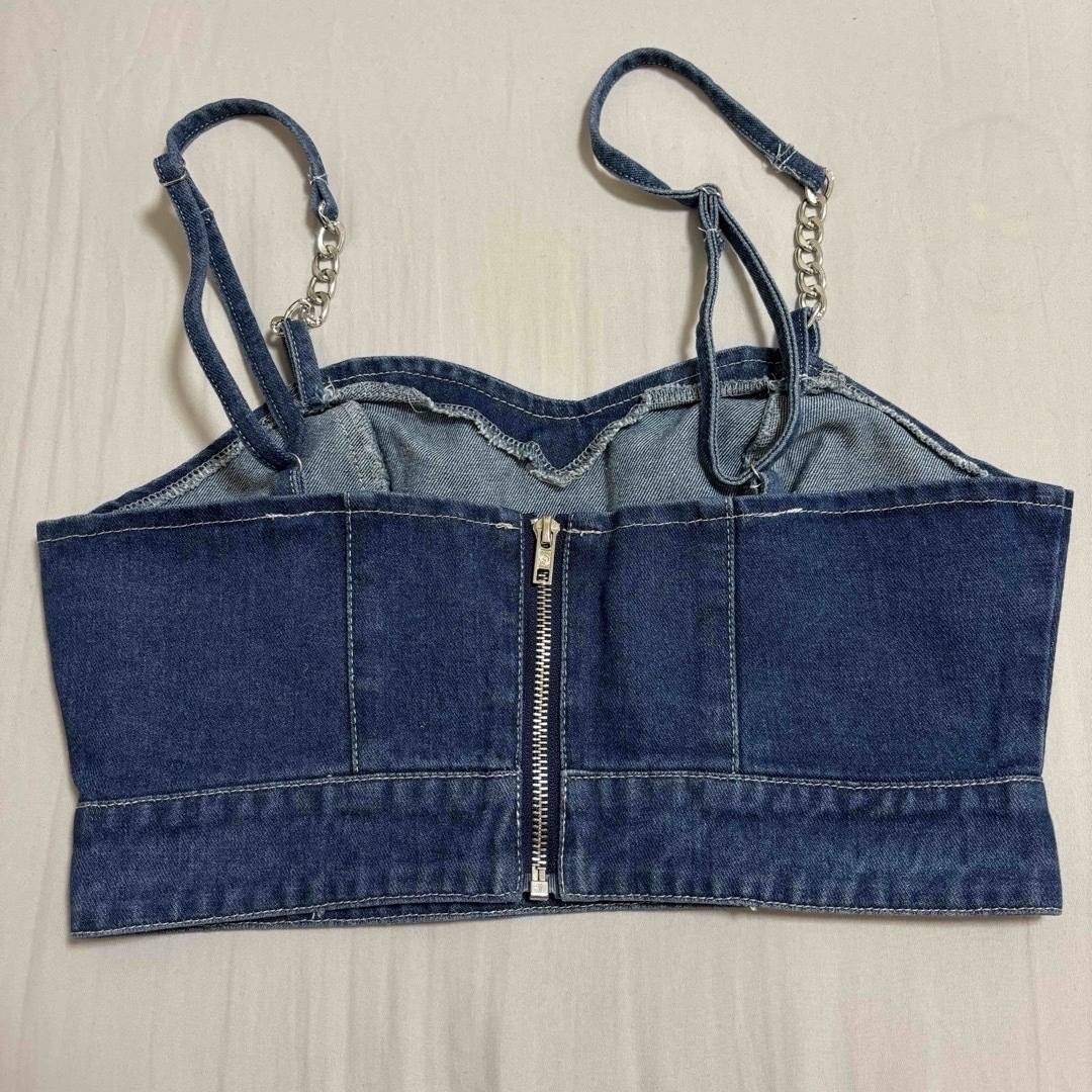 SHEIN(シーイン)のSHEIN シーイン MOD ジップバック キャミ デニムトップス レディースのトップス(キャミソール)の商品写真