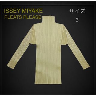 イッセイミヤケ(ISSEY MIYAKE)のイッセイミヤケ　 プリーツプリーズ　アコーディオンプリーツブラウス　L ゴールド(シャツ/ブラウス(長袖/七分))