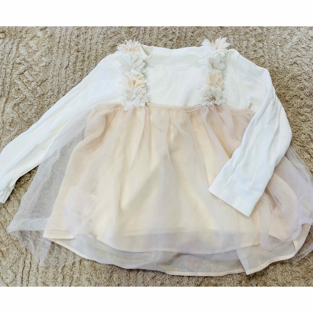 petit main(プティマイン)のプティマイン  チュールチュニック キッズ/ベビー/マタニティのキッズ服女の子用(90cm~)(Tシャツ/カットソー)の商品写真